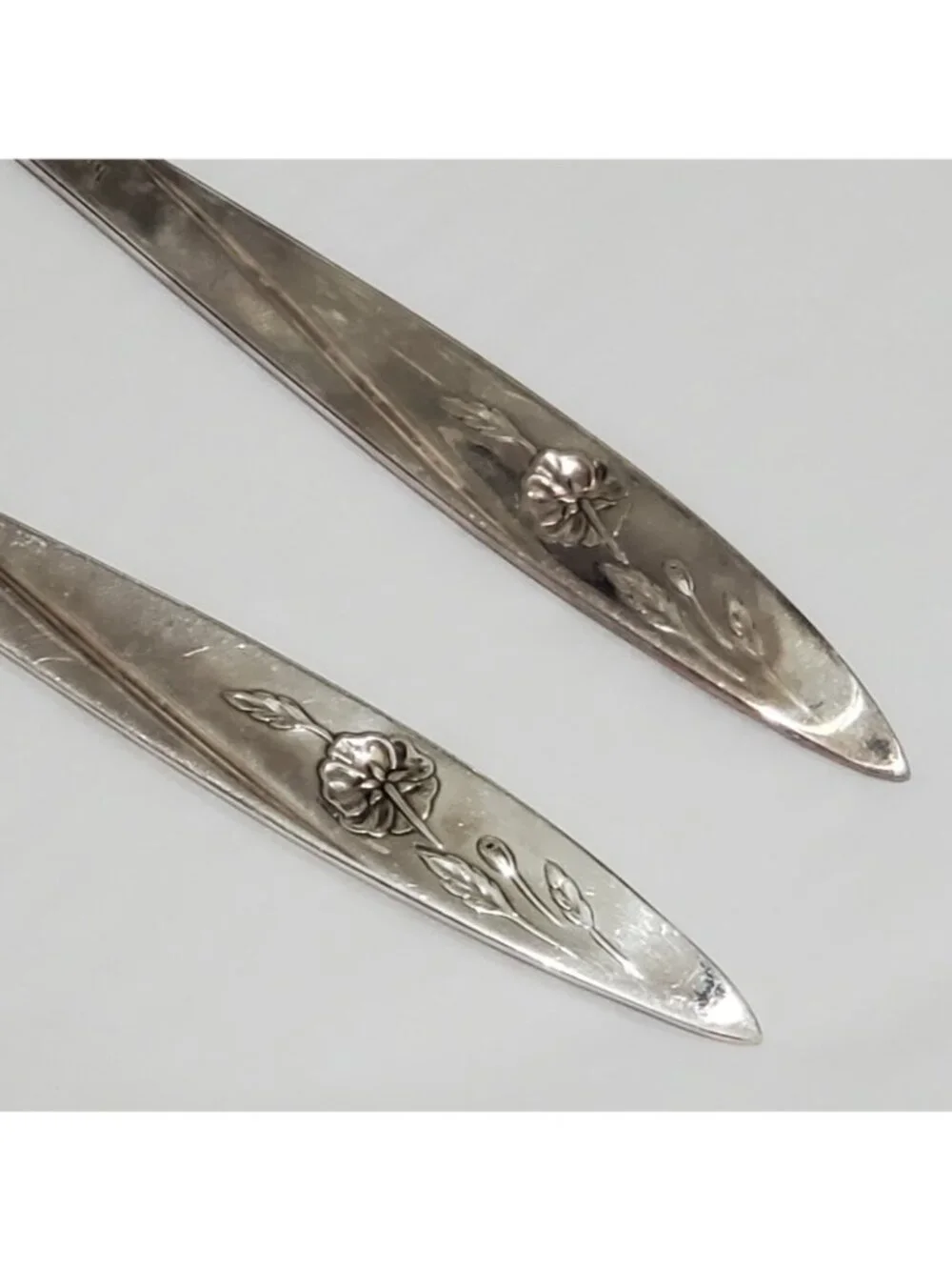 Oneida Morning Rose Serving Spoons Set  silverplate floral 1960s slotted 8.75
